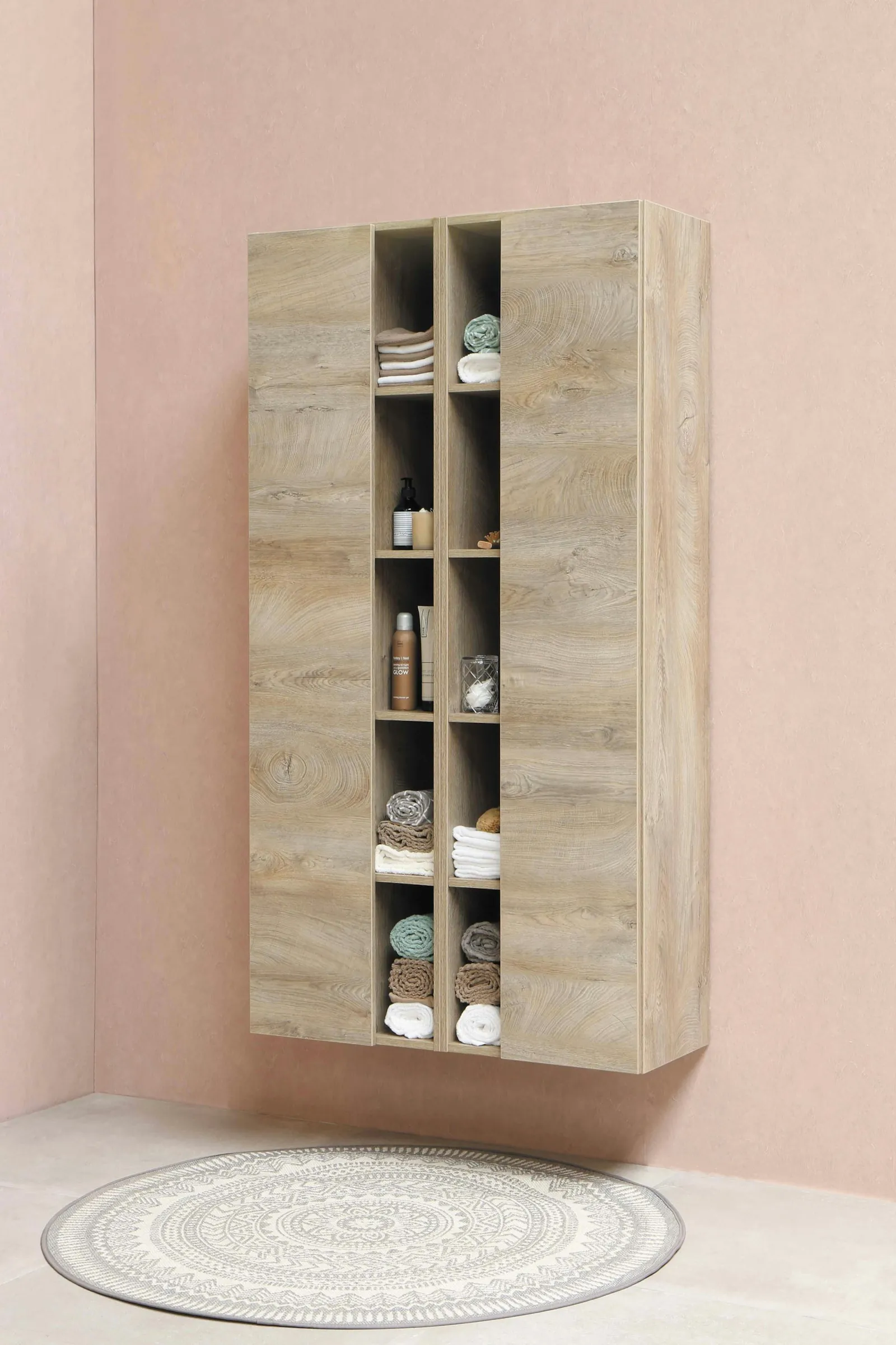 Close-up of finished timber joinery and open shelving with precise edges